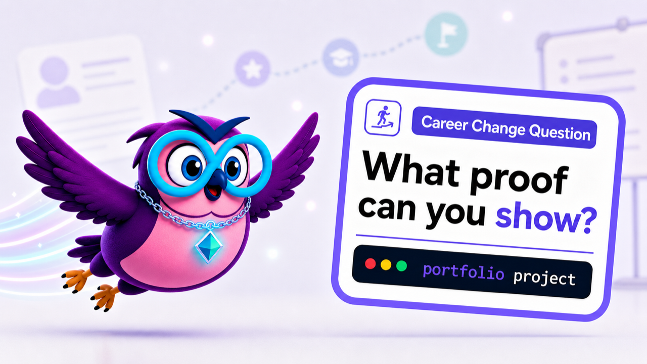 Career Changing question illustration with the zero2hero owl mascot