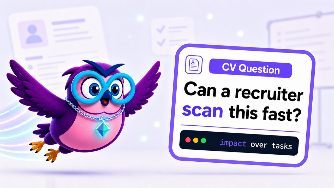 CV Optimisation question illustration with the zero2hero owl mascot