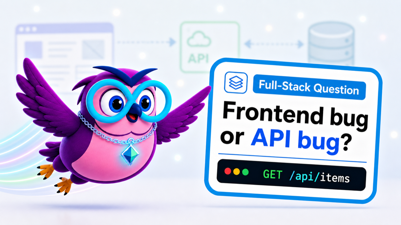 Full-Stack Development Intensive question illustration with the zero2hero owl mascot